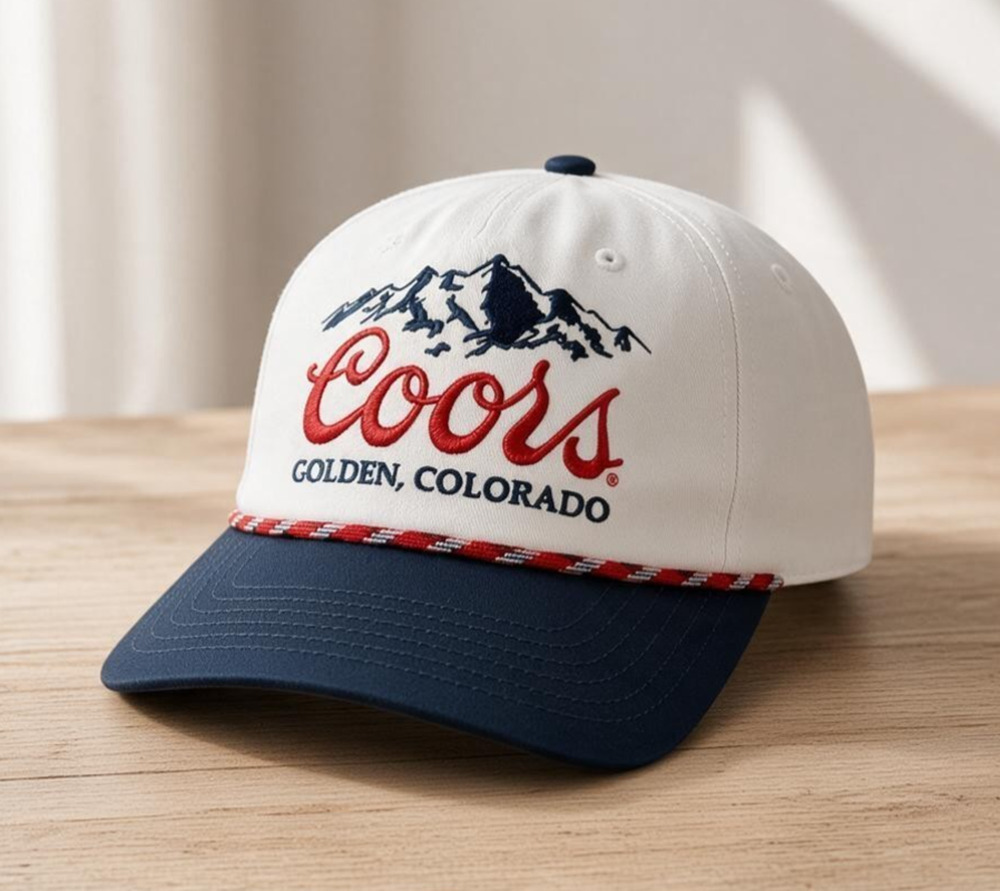 Coors Golden Colorado Beer Snapback Hat White Red With Black Bill NWT Adjustable